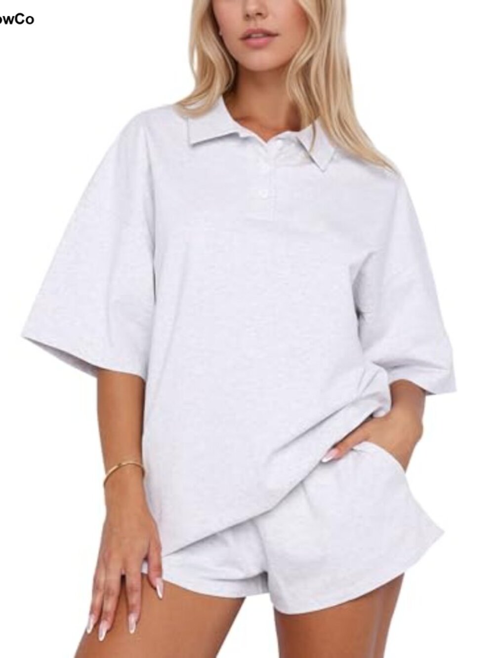 Oversized Rugby Stripe Short Sleeve Polo Shirt for Women
